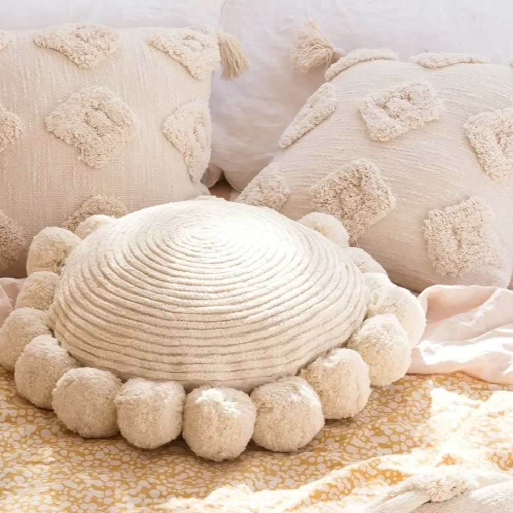 Banilla Bohemian Round Pillow Cover 12 Inch | 100% Cotton Decorative Pillow